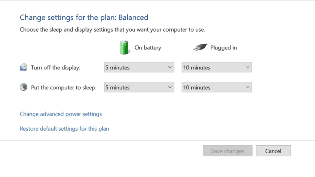 Computer-power-settings-menu