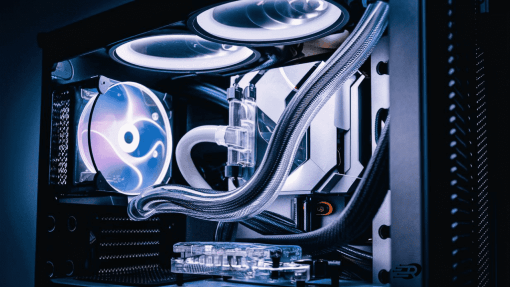 PC-interior-with-liquid-cooling